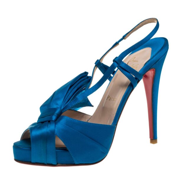 Christian Louboutin Pour Monsieur Crepe Satin Blue Size 38 / with box - Picture 1 of 7